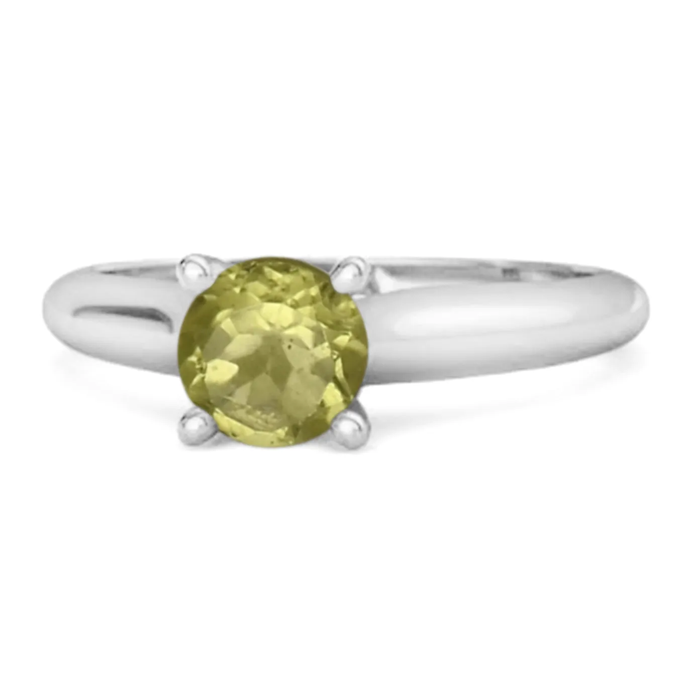 0.25 Ctw Peridot Solitaire 925 Silver Delaney Ring
