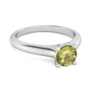 0.25 Ctw Peridot Solitaire 925 Silver Delaney Ring