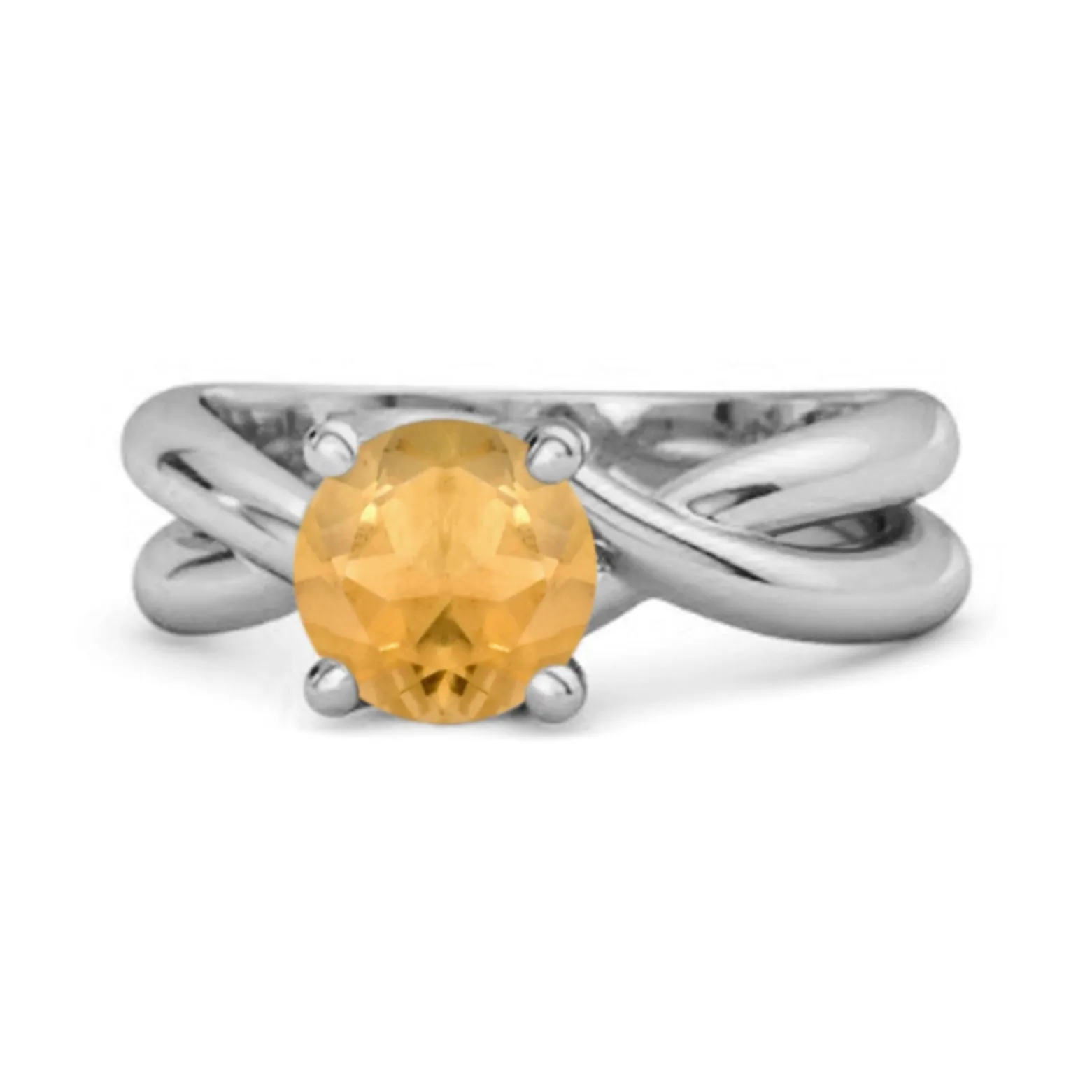 0.25 Ctw Round Cut Citrine 925 Sterling Silver Embrace Ring
