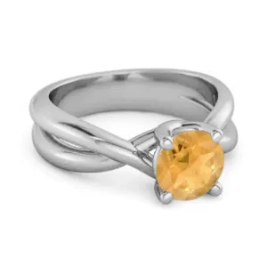 0.25 Ctw Round Cut Citrine 925 Sterling Silver Embrace Ring