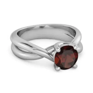 0.25 Ctw Round Cut Garnet 925 Sterling Silver Embrace Ring