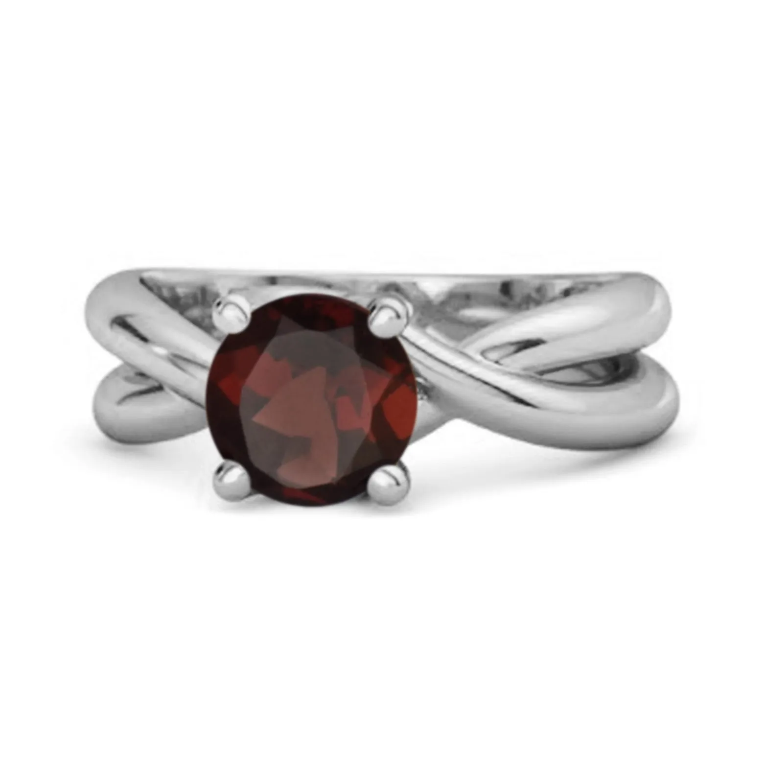 0.25 Ctw Round Cut Garnet 925 Sterling Silver Embrace Ring