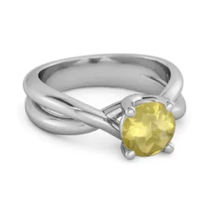 0.25 Ctw Round Cut Lemon Quartz 925 Sterling Silver Embrace Ring