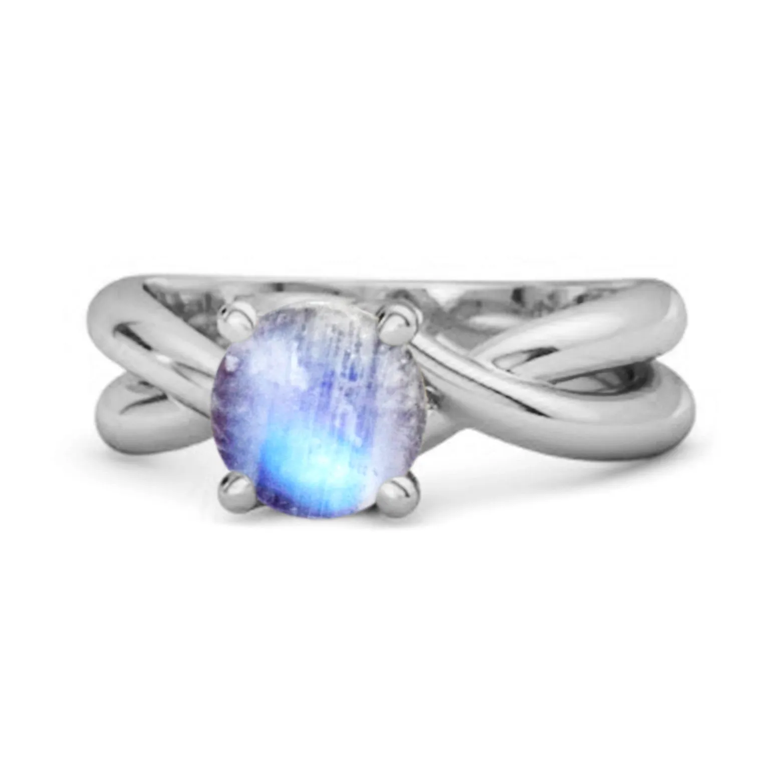 0.25 Ctw Round Cut Moonstone 925 Sterling Silver Embrace Ring