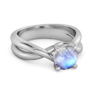 0.25 Ctw Round Cut Moonstone 925 Sterling Silver Embrace Ring