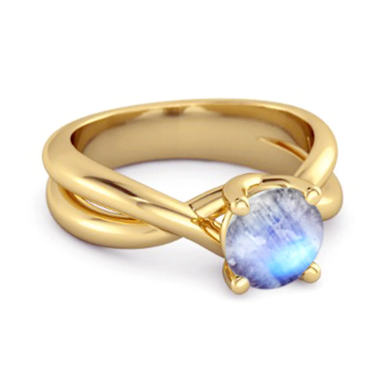 0.25 Ctw Round Cut Moonstone 925 Sterling Silver Embrace Ring