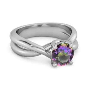 0.25 Ctw Round Cut Mystic Topaz 925 Sterling Silver Embrace Ring