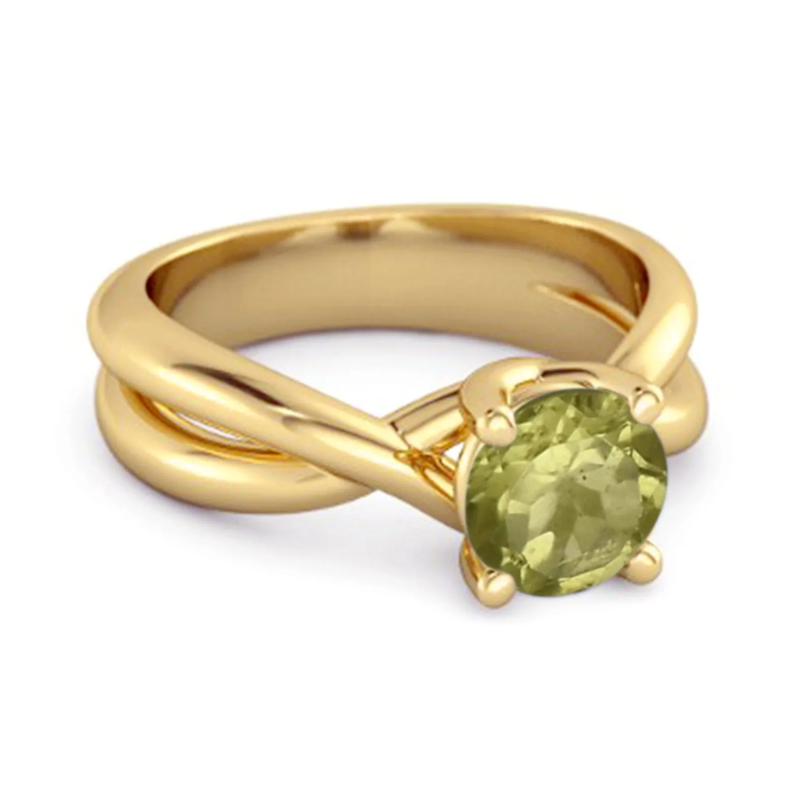 0.25 Ctw Round Cut Peridot 925 Sterling Silver Embrace Ring