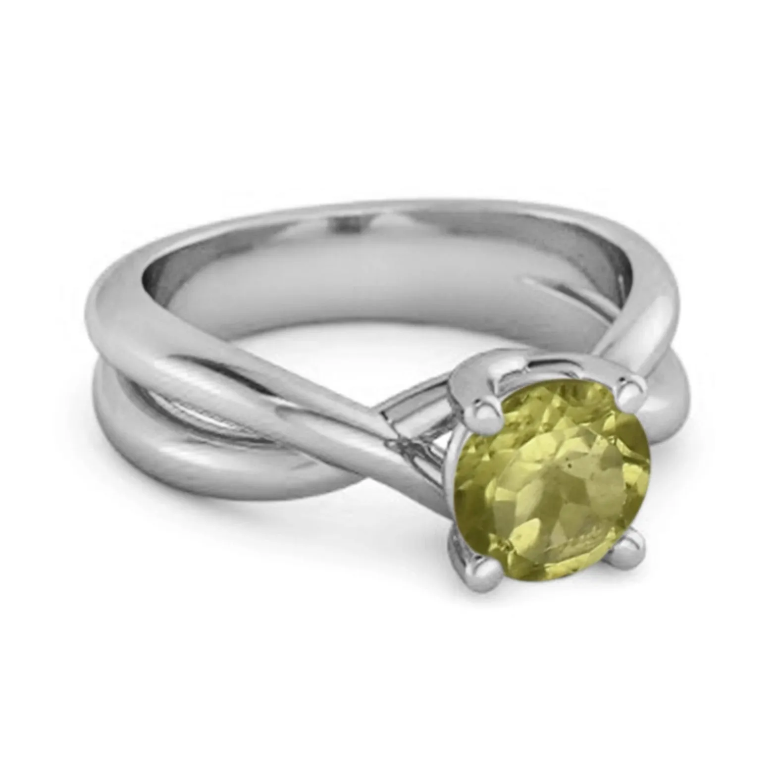 0.25 Ctw Round Cut Peridot 925 Sterling Silver Embrace Ring