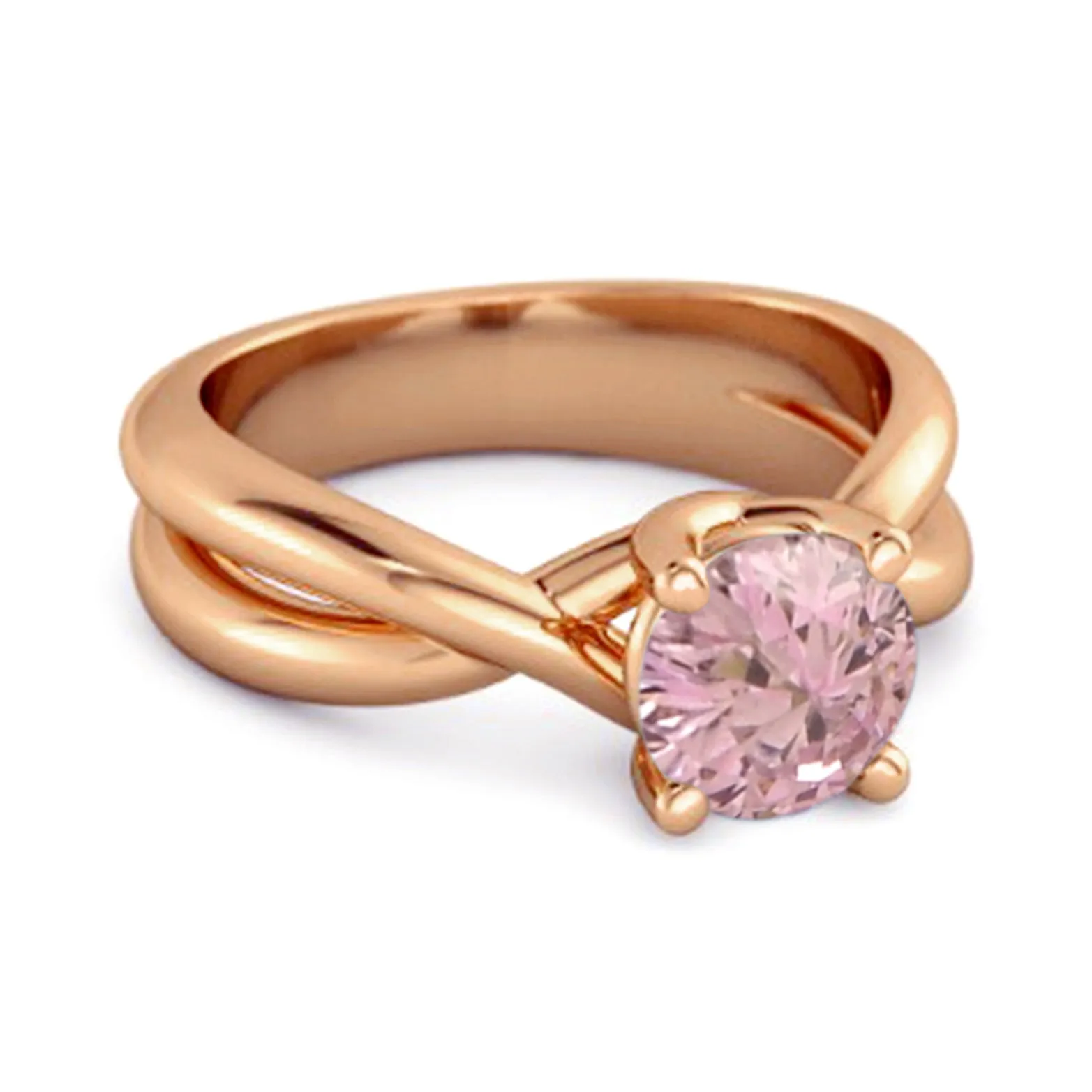 0.25 Ctw Round Cut Pink Zirconia 925 Sterling Silver Embrace Ring
