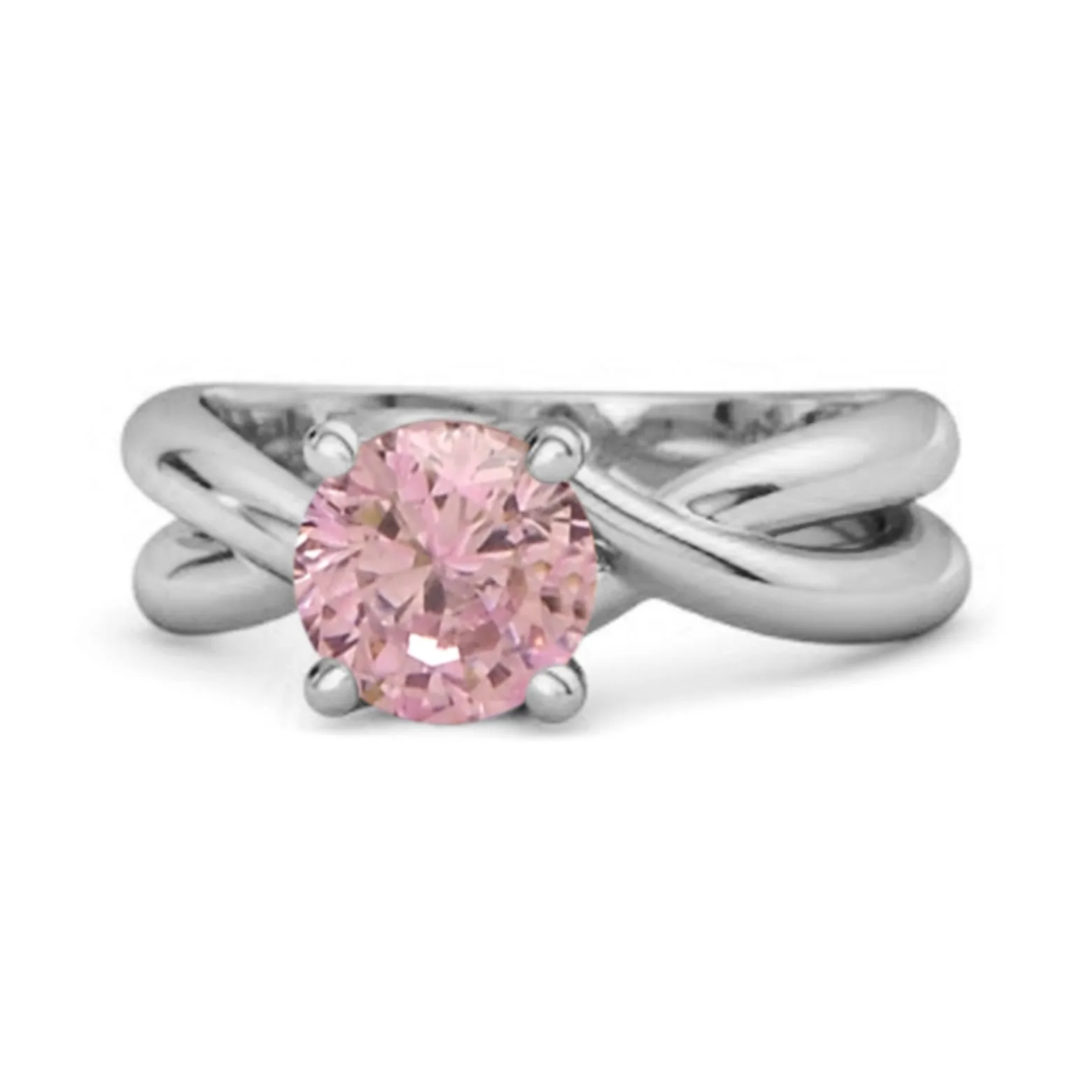 0.25 Ctw Round Cut Pink Zirconia 925 Sterling Silver Embrace Ring