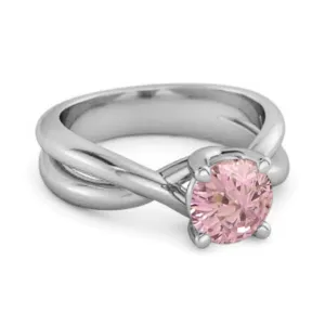 0.25 Ctw Round Cut Pink Zirconia 925 Sterling Silver Embrace Ring