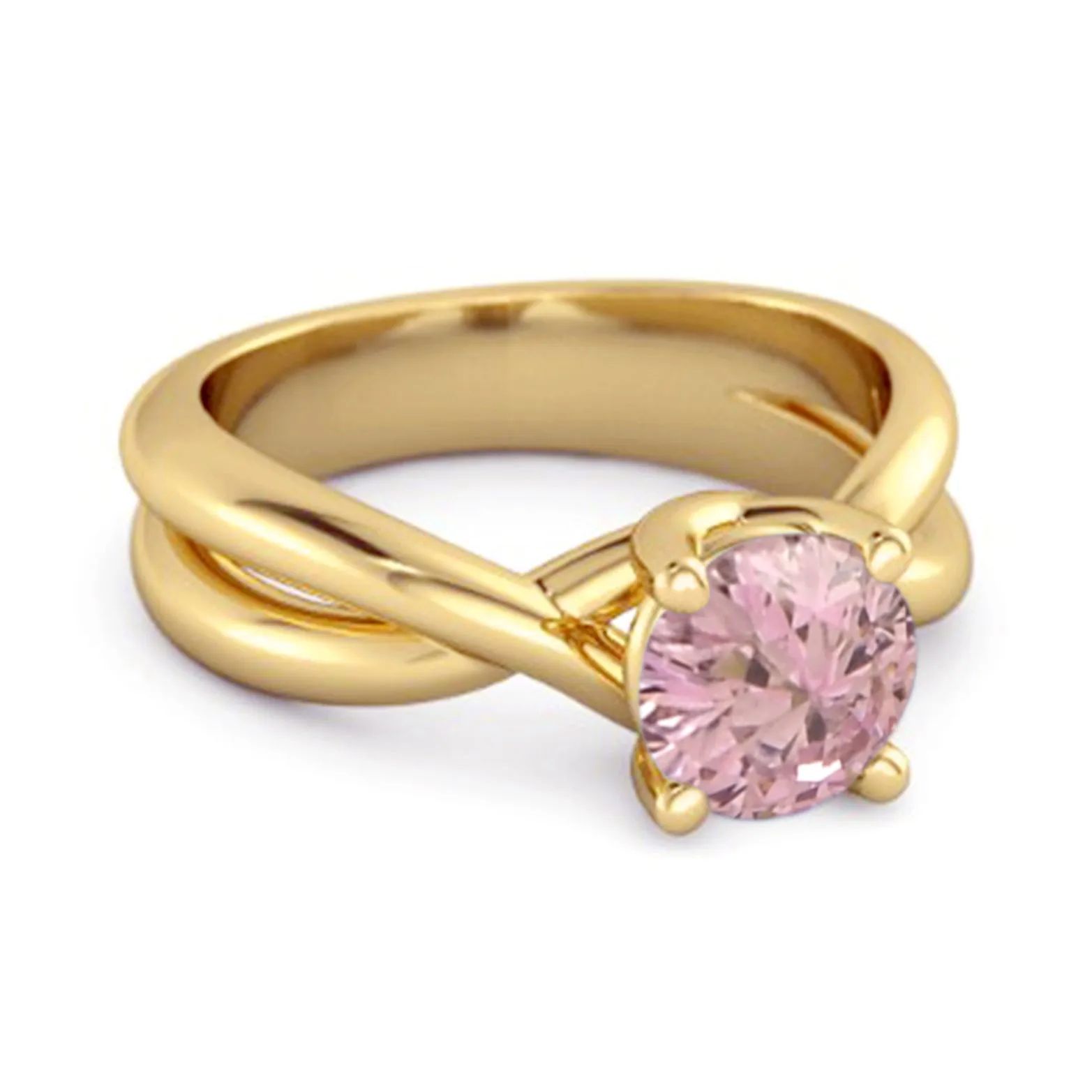 0.25 Ctw Round Cut Pink Zirconia 925 Sterling Silver Embrace Ring