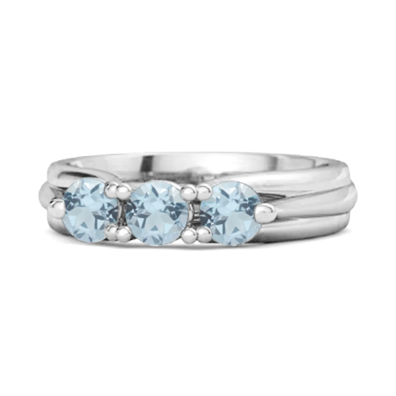 0.30 Ct Blue Topaz Three-Stone Harmony Sterling Silver Promise Ring