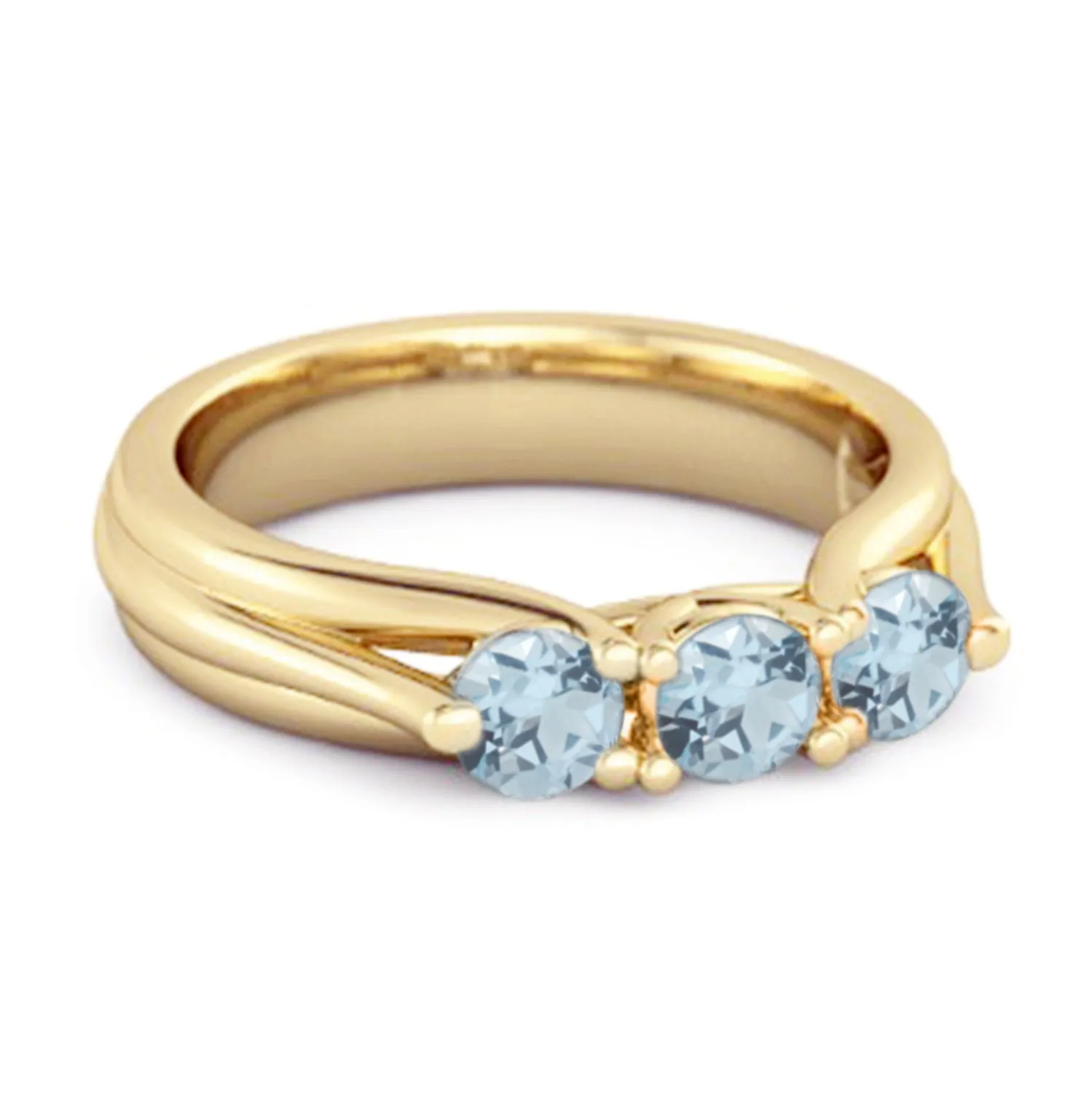 0.30 Ct Blue Topaz Three-Stone Harmony Sterling Silver Promise Ring