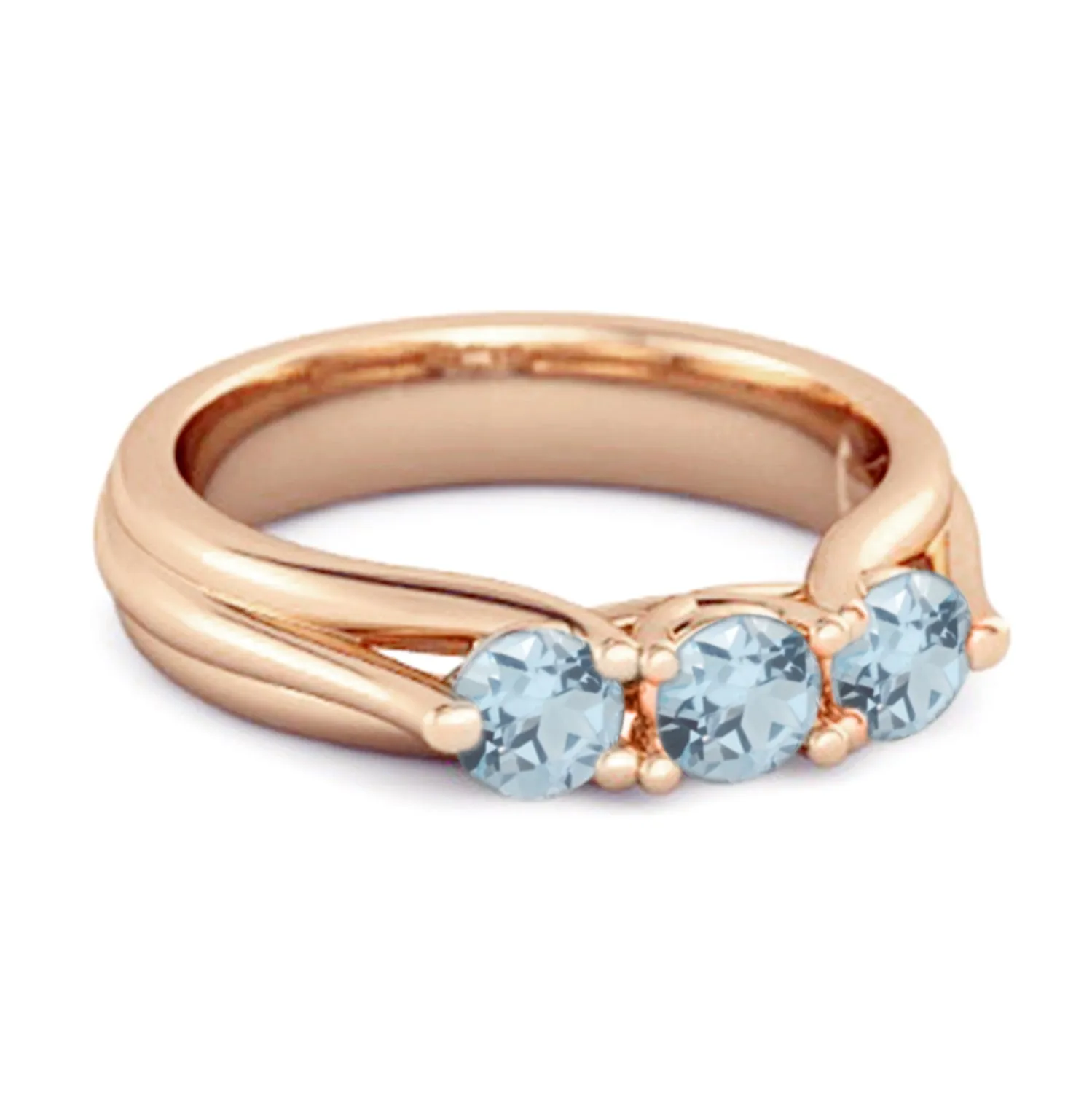 0.30 Ct Blue Topaz Three-Stone Harmony Sterling Silver Promise Ring