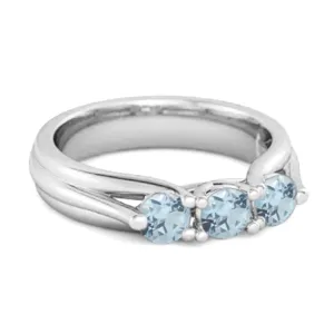 0.30 Ct Blue Topaz Three-Stone Harmony Sterling Silver Promise Ring