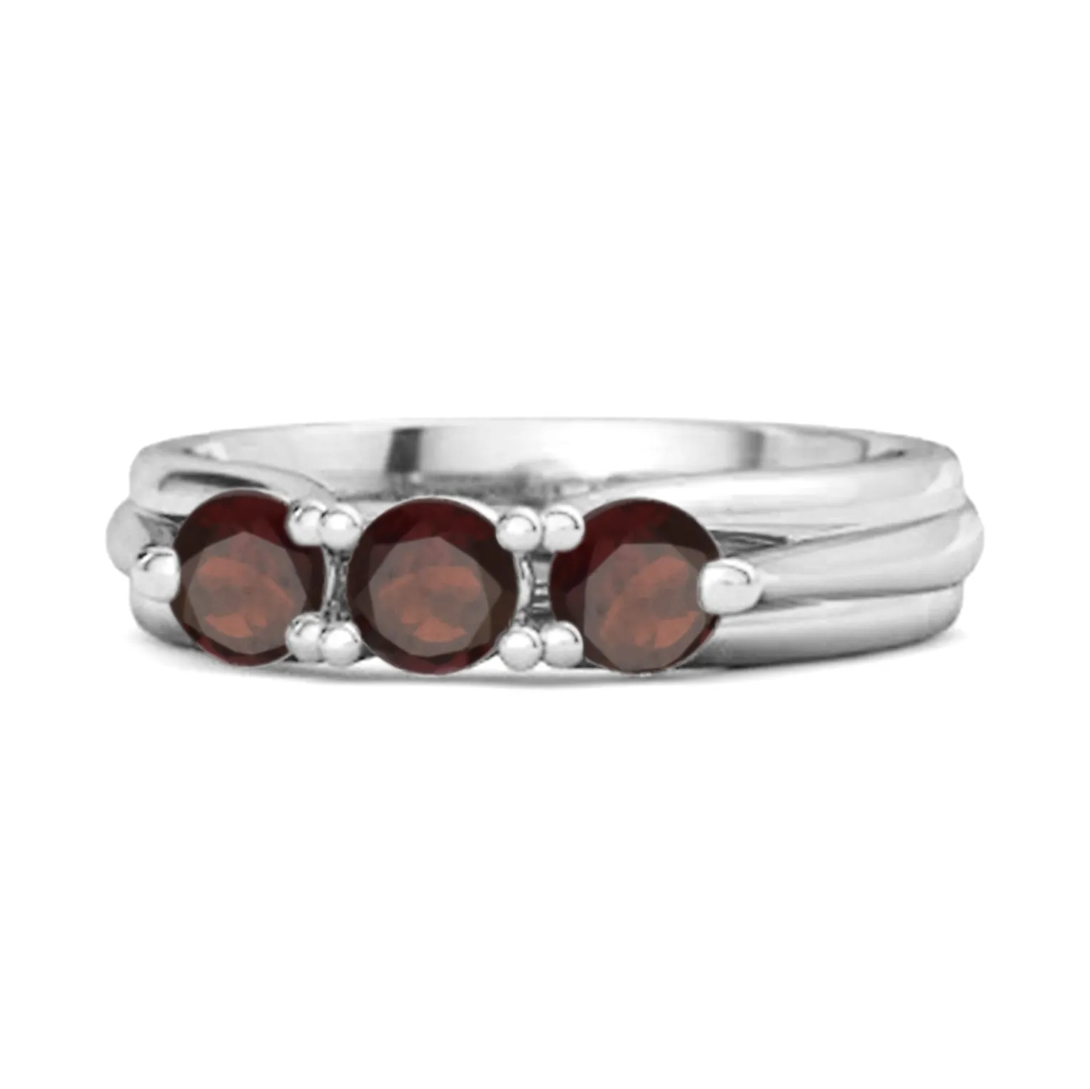 0.30 Ct Garnet Three-Stone Harmony 925 Silver Promise Ring