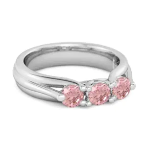 0.30 Ct Pink Zirconia Three-Stone Harmony Sterling Silver Promise Ring