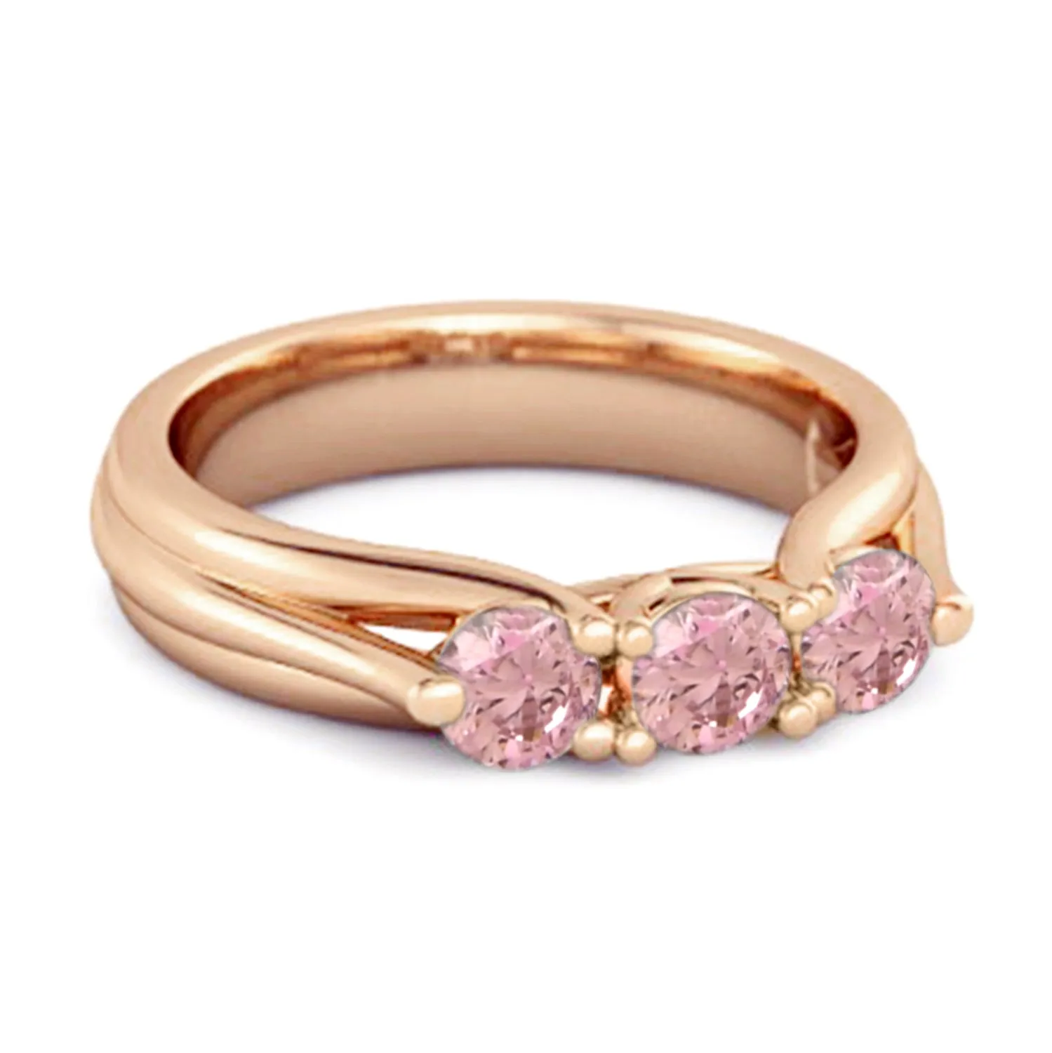 0.30 Ct Pink Zirconia Three-Stone Harmony Sterling Silver Promise Ring