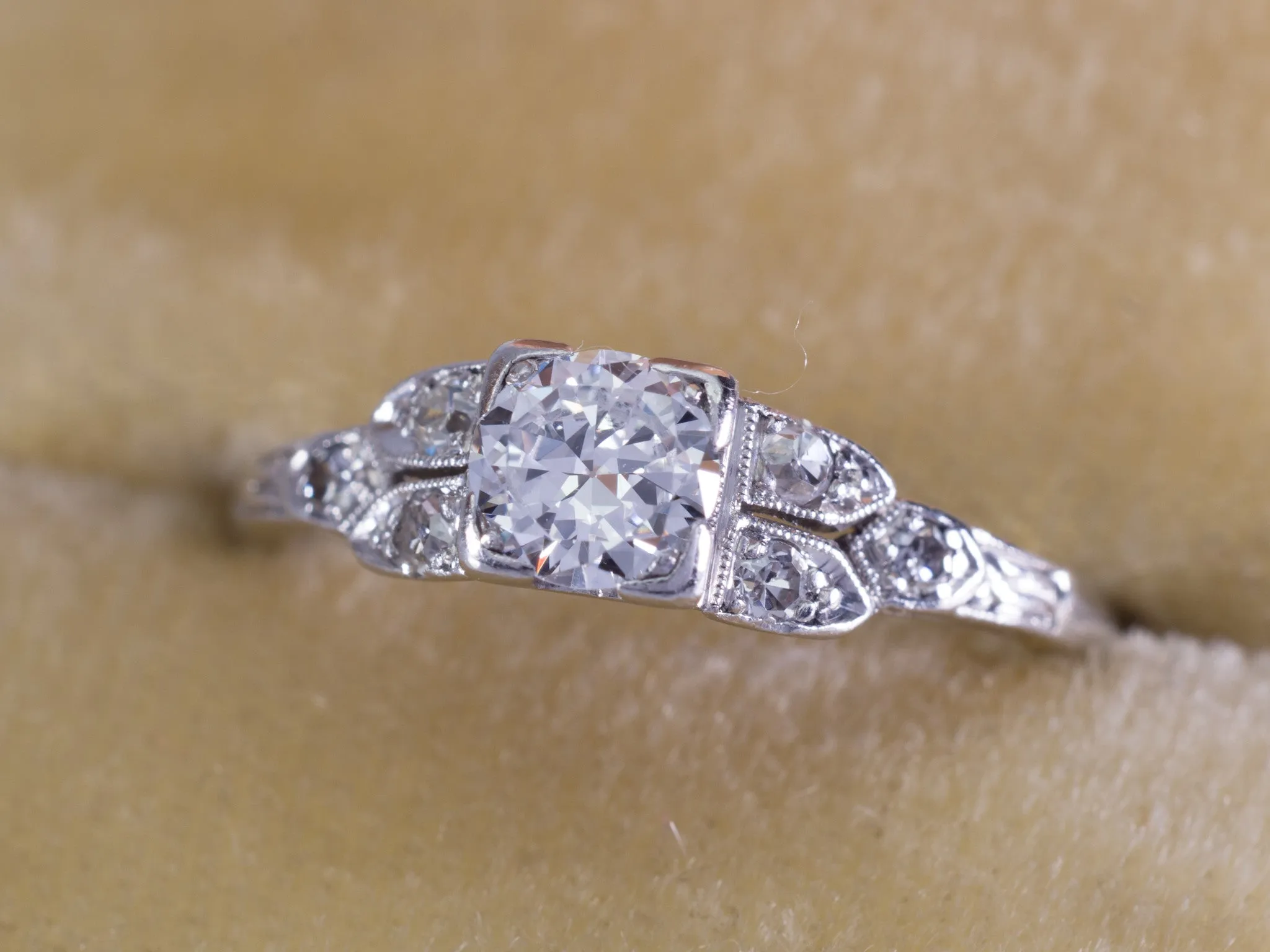 0.46CTW ART DECO TRANSITIONAL  CUT DIAMOND RING