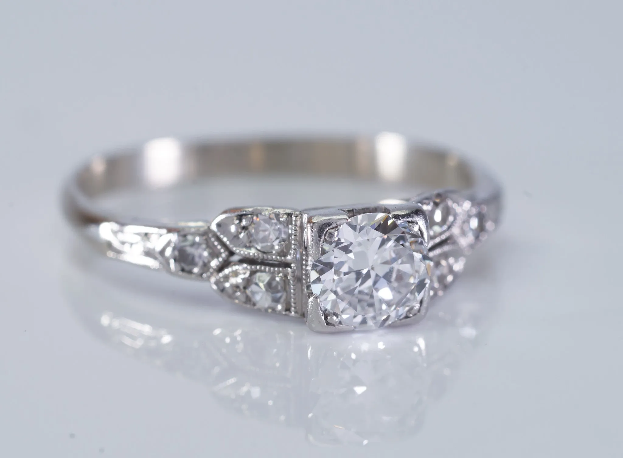 0.46CTW ART DECO TRANSITIONAL  CUT DIAMOND RING