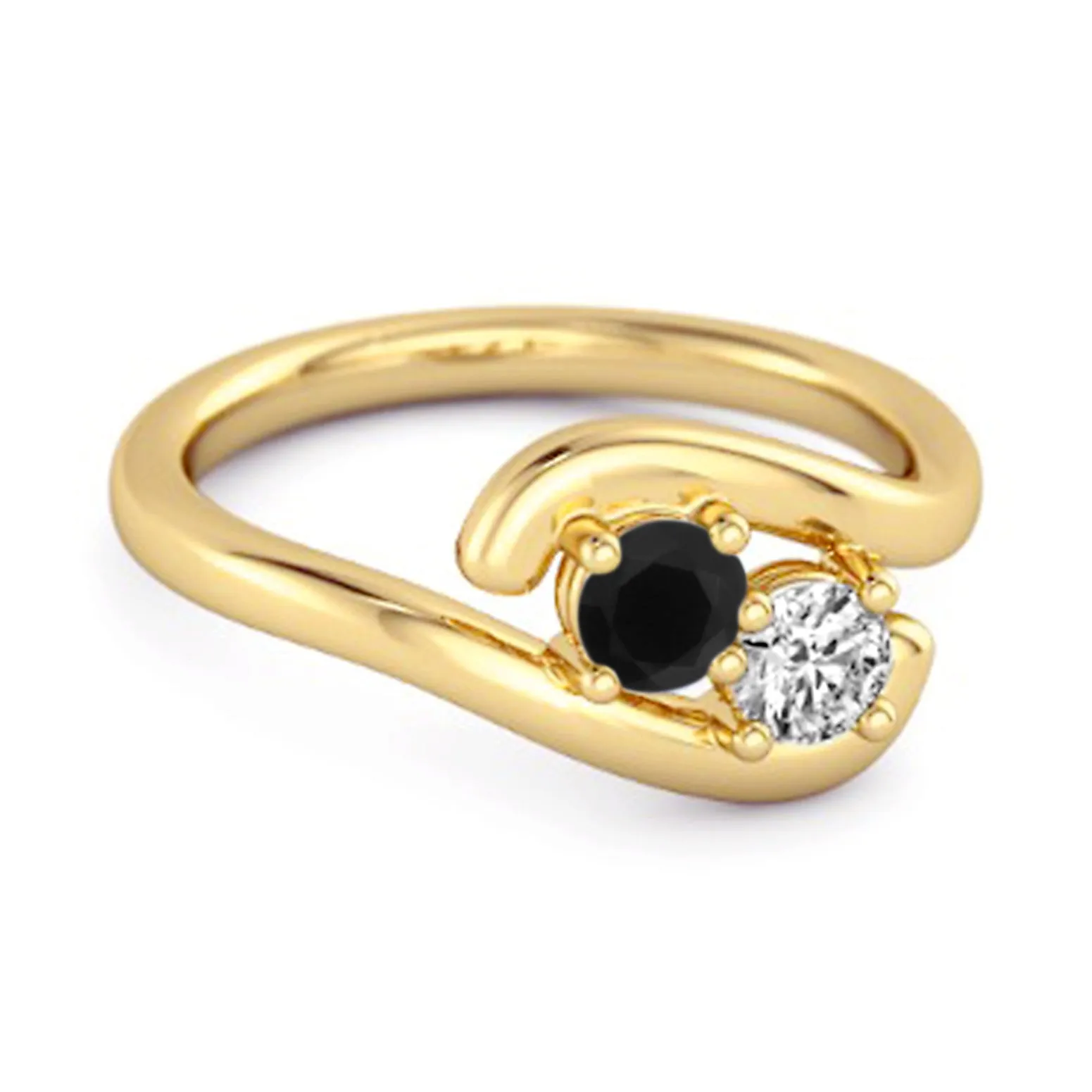 0.5 Ct Black Spinel 925 Sterling Silver Two Stone Swirl Engagement Ring
