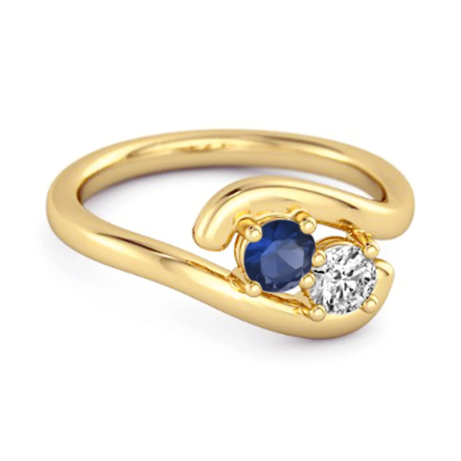 0.5 Ct Blue Sapphire 925 Sterling Silver Two Stone Swirl Engagement Ring