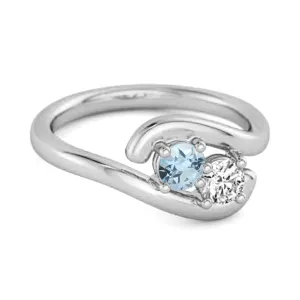 0.5 Ct Blue Topaz 925 Sterling Silver Two Stone Swirl Engagement Ring