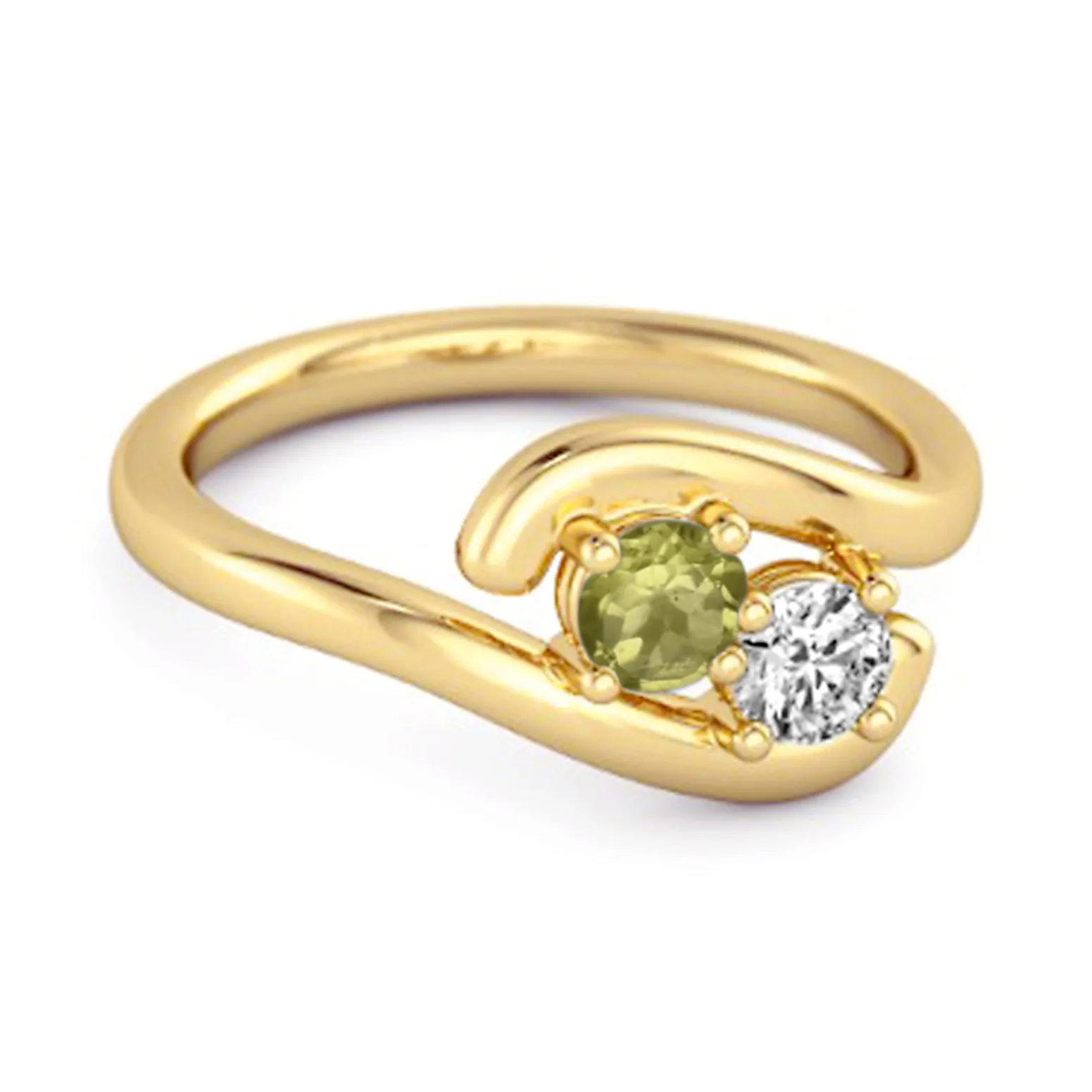 0.5 Ct Peridot 925 Sterling Silver Two Stone Swirl Engagement Ring