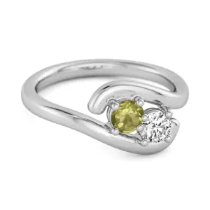 0.5 Ct Peridot 925 Sterling Silver Two Stone Swirl Engagement Ring