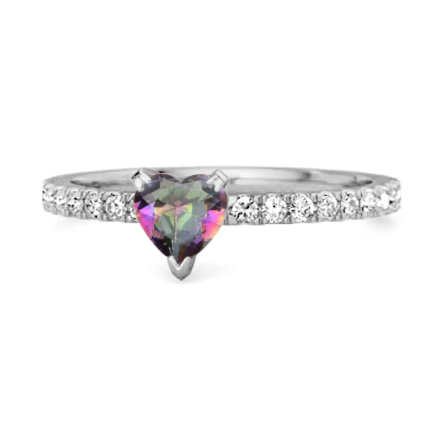 0.50 Cts Mystic Topaz 925 Sterling Silver Heart Ring Unique Lovers Ring