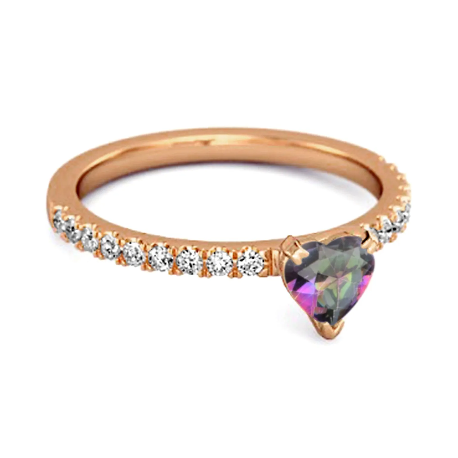 0.50 Cts Mystic Topaz 925 Sterling Silver Heart Ring Unique Lovers Ring