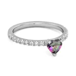 0.50 Cts Mystic Topaz 925 Sterling Silver Heart Ring Unique Lovers Ring