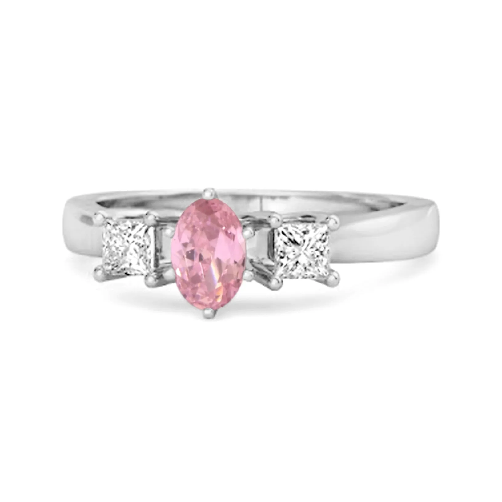 0.50 Ctw Pink Zirconia 925 Sterling Silver Three Stone Confession Ring