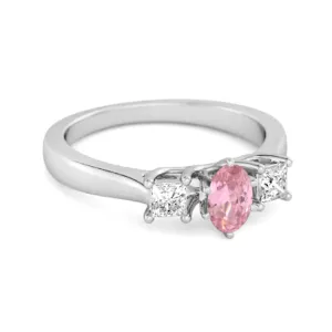 0.50 Ctw Pink Zirconia 925 Sterling Silver Three Stone Confession Ring