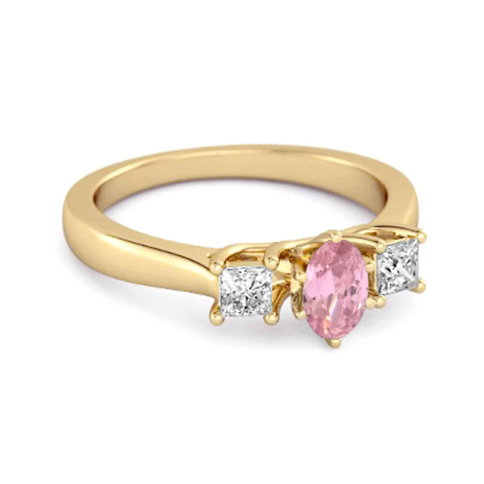 0.50 Ctw Pink Zirconia 925 Sterling Silver Three Stone Confession Ring