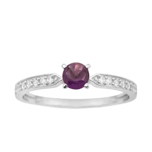 0.50 Ctw Round Cut Amethyst Solitaire Accent 925 Sterling Silver Wedding Ring