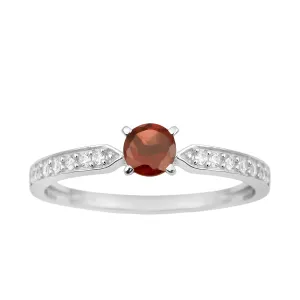 0.50 Ctw Round Cut Garnet Solitaire Accent 925 Sterling Silver Wedding Ring
