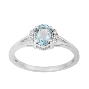 0.65 Ctw Oval Blue Topaz 925 Sterling Silver Solitaire Accents Women Wedding Ring