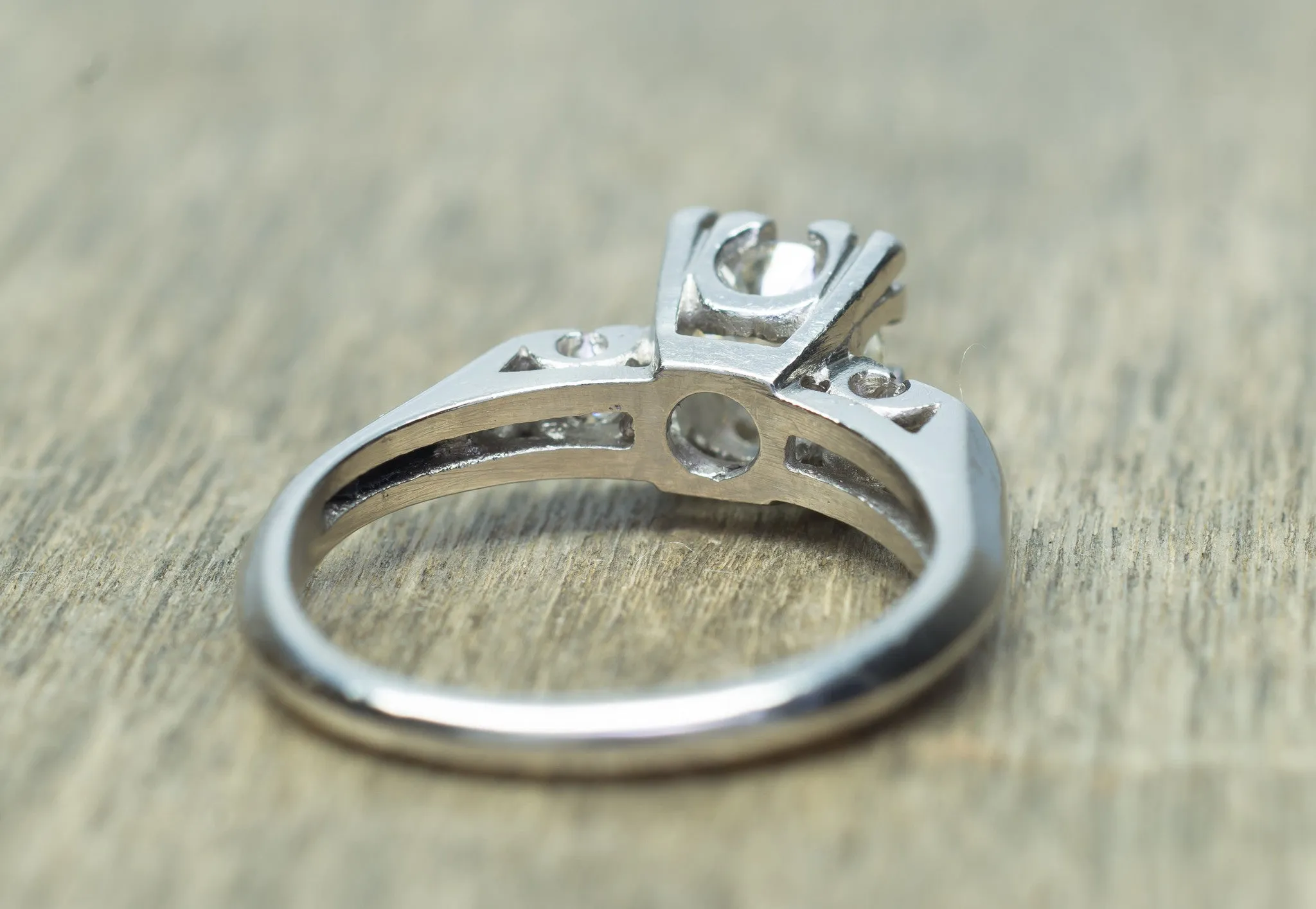 0.78CTW LATE ART DECO OLD EUROPEAN CUT DIAMOND ENGAGEMENT RING