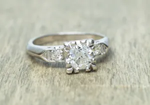 0.78CTW LATE ART DECO OLD EUROPEAN CUT DIAMOND ENGAGEMENT RING