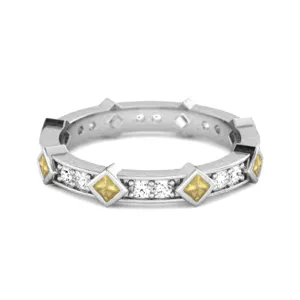0.80 Ct Lemon Quartz Princess Round 925 Sterling Silver Art Deo Ring