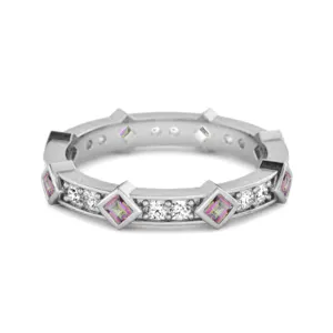0.80 Ct Mystic Topaz Princess Round 925 Sterling Silver Art Deo Ring