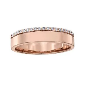(10K, 14K, 18K) Rose Gold (0.12ct) Diamond Wedding Band