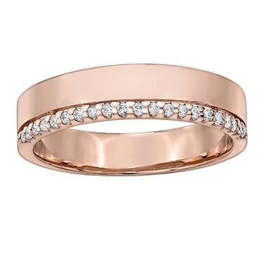(10K, 14K, 18K) Rose Gold (0.12ct) Diamond Wedding Band