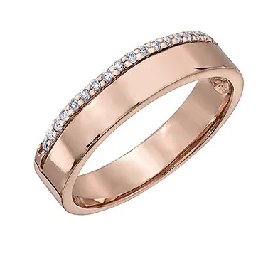 (10K, 14K, 18K) Rose Gold (0.12ct) Diamond Wedding Band