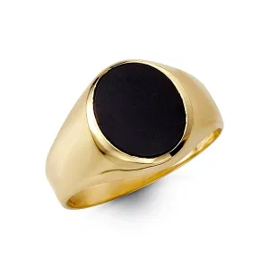 10K Yellow Gold Mens Onyx High Polished Ring