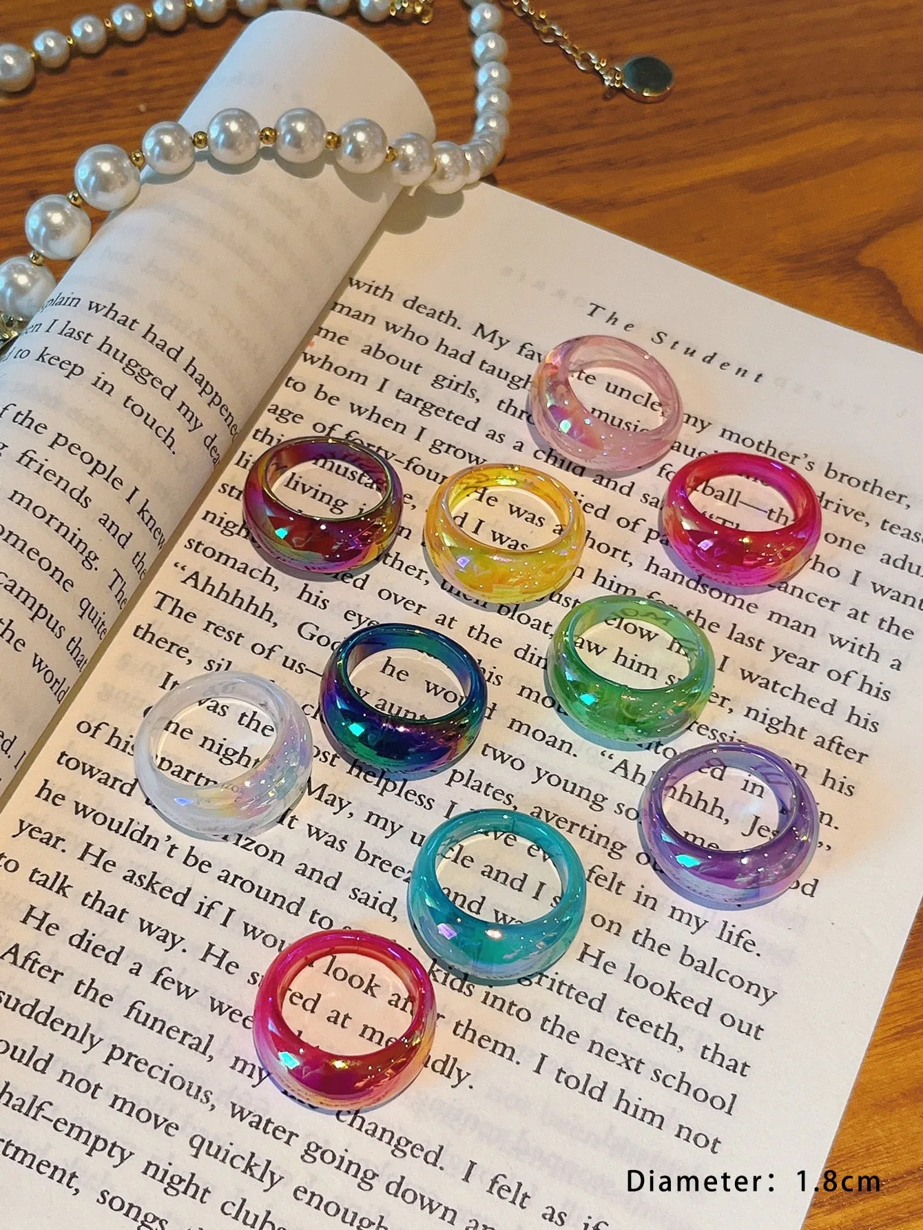 10pcs/set Geometric Resin Round Shaped Rings - Multicolor