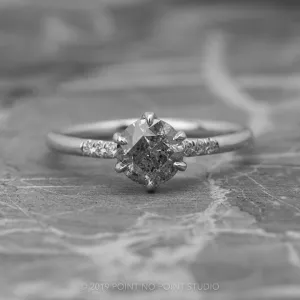 1.12 Carat Salt and Pepper Round Diamond Engagement Ring, Madeline Setting, Platinum